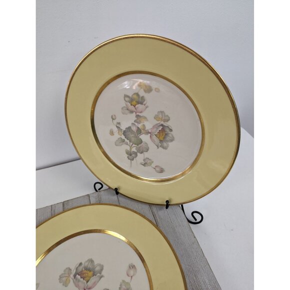 Anemone Yellow Dinner Plates Set of 2 California Gold Flintridge Sylvan China - Picture 2 of 8